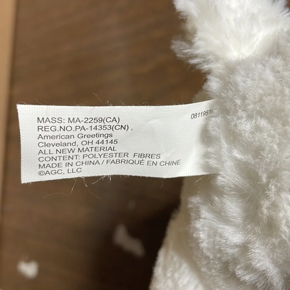American Greetings 2018 Plush‎ Bear, White, Red & White Scarf, 9